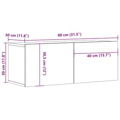 vidaXL TV Cabinets 2 pcs Grey Sonoma 80x30x30 cm Engineered Wood