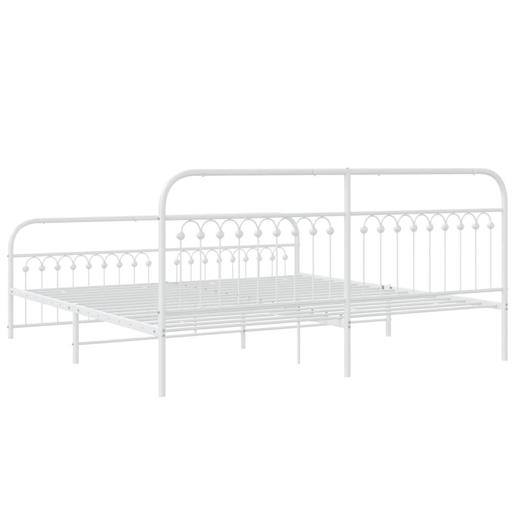 vidaXL Metal Bed Frame without Mattress with Footboard White 193x203cm