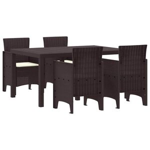 vidaXL Garden Dining Set 5 pcs Brown Polt rattan