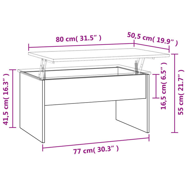 vidaXL Coffee Table Smoked Oak 80x50.5x41.5 cm Engineered Wood
