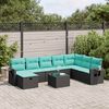 vidaXL 9 Piece Garden Sofa Set with Cushions Black Poly Rattan