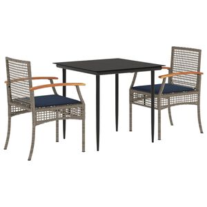 vidaXL 5 Piece Garden Dining Set with Cushions Grey Poly Rattan
