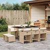 vidaXL 11 Piece Garden Dining Set with Cushions Beige Poly Rattan