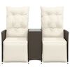 vidaXL Reclining Garden Sofa 2-Seater with Table Brown Poly Rattan