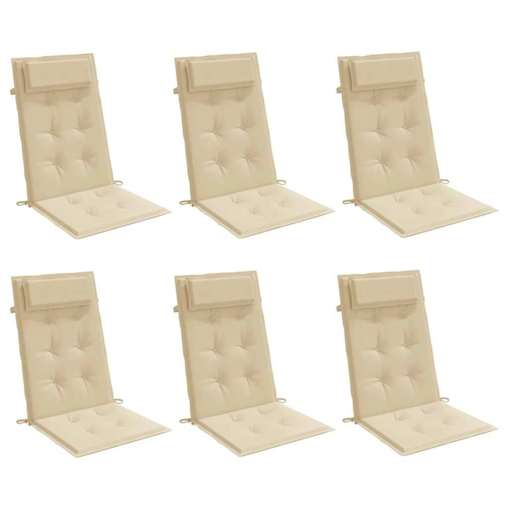 vidaXL Highback Chair Cushions 6 pcs Beige Oxford Fabric