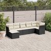 vidaXL 7 Piece Garden Sofa Set with Cushions Black Poly Rattan
