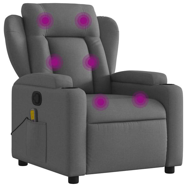 vidaXL Massage Recliner Chair Dark Grey Fabric