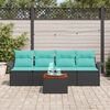 vidaXL Garden Sofa Set with Cushion Manual 5 pcs Black and Turquoise