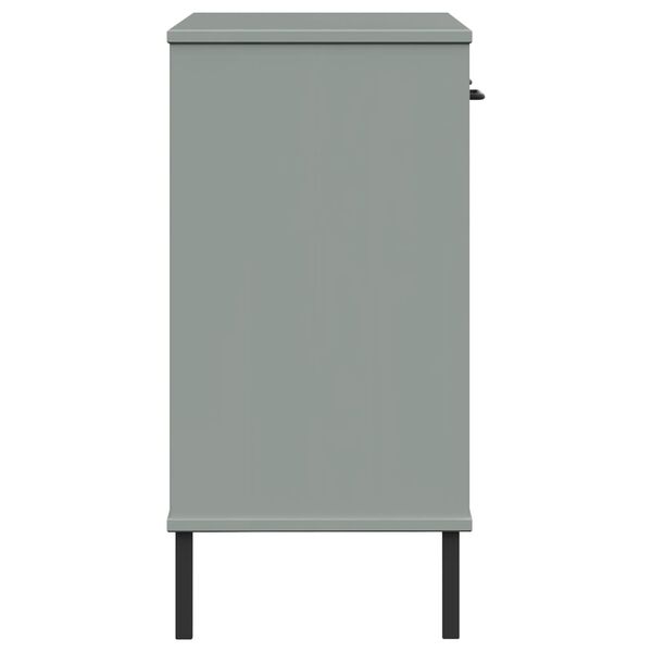 vidaXL Console Cabinet with Metal Legs Grey Solid Wood Pine OSLO