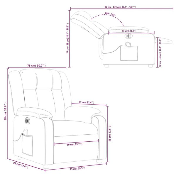 vidaXL Electric Massage Recliner Chair Cream Faux Leather
