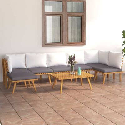 vidaXL 8 Piece Garden Lounge Set with Cushions Solid Wood Acacia