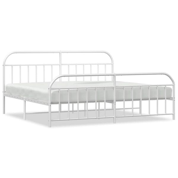 vidaXL Metal Bed Frame without Mattress with Footboard White 193x203cm