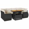 vidaXL 7 Piece Garden Sofa Set with Cushions Black Poly Rattan