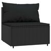 vidaXL Garden Middle Sofas with Cushions 2 pcs Black Poly Rattan