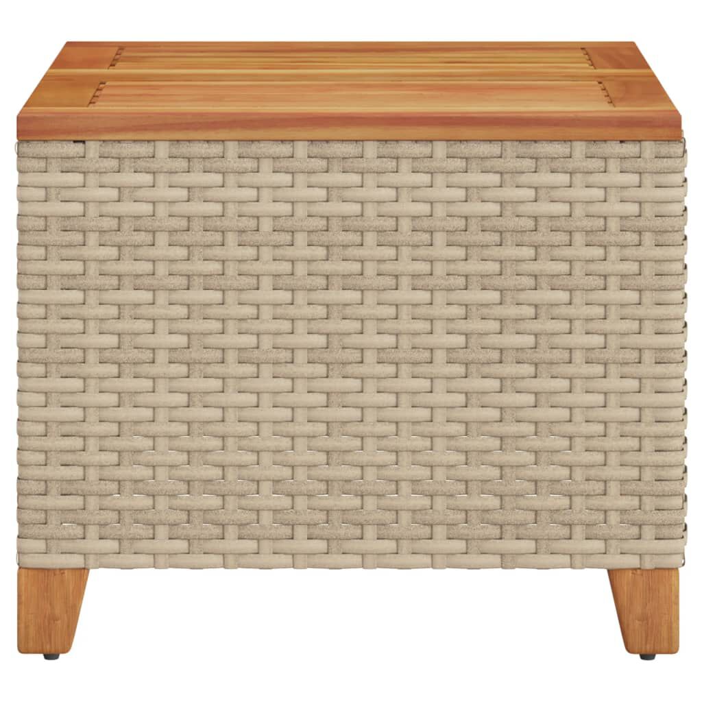 vidaXL Garden Table Beige 45x45x37 cm Poly Rattan Acacia Wood