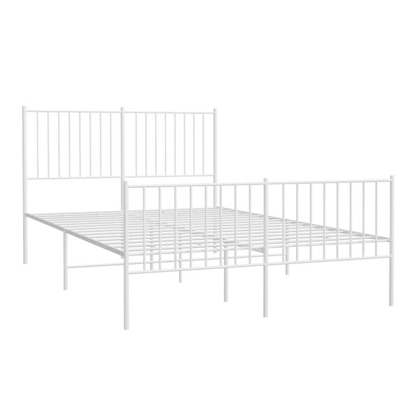 vidaXL Metal Bed Frame without Mattress with Footboard White 135x190cm