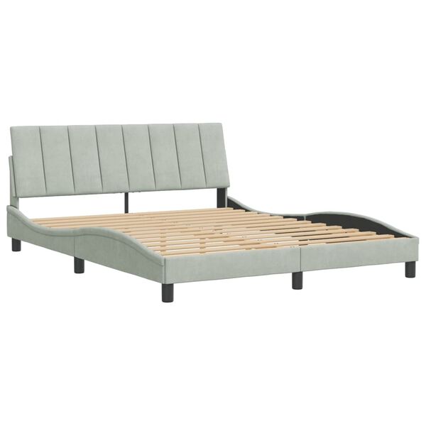 vidaXL Bed Frame without Mattress "Hanko" Light Grey 152x203 cm Queen Velvet