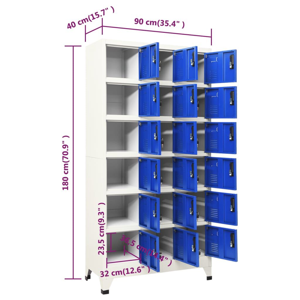 vidaXL Locker Cabinet Grey and Blue 90x40x180 cm Steel