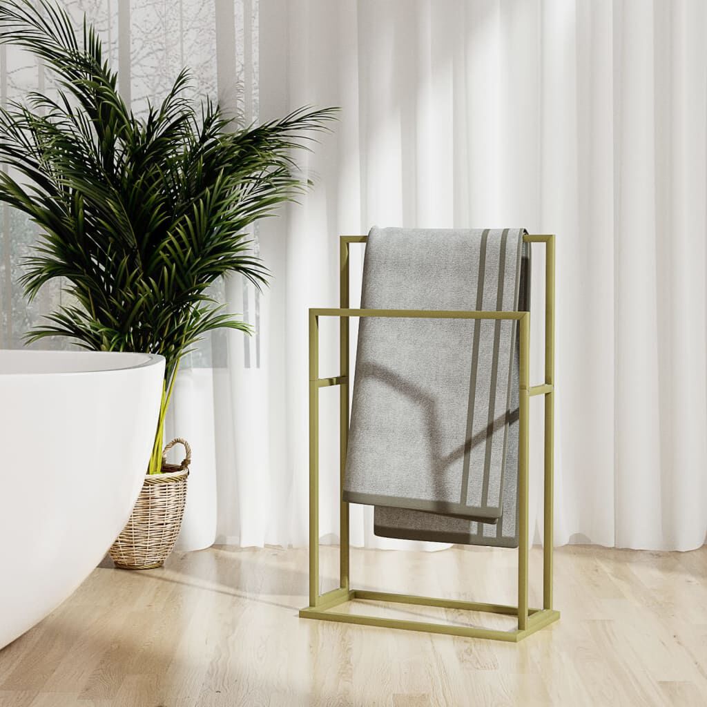 vidaXL Freestanding Towel Rack Gold 48x24x78.5 cm Iron
