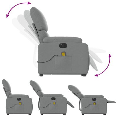 vidaXL Electric Stand up Massage Recliner Chair Light Grey Fabric