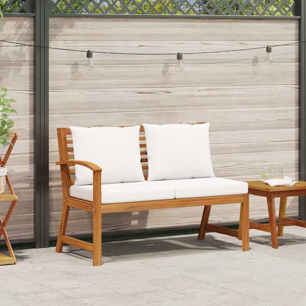 vidaXL Garden Bench 114.5 cm with Cream Cushion Solid Acacia Wood