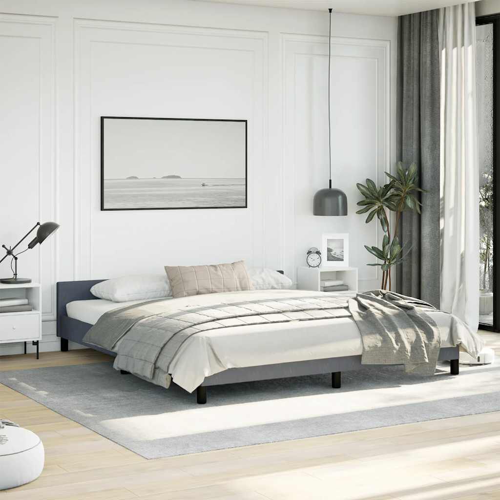 vidaXL Bed Frame without Mattress Dark Grey 183x213 cm Velvet