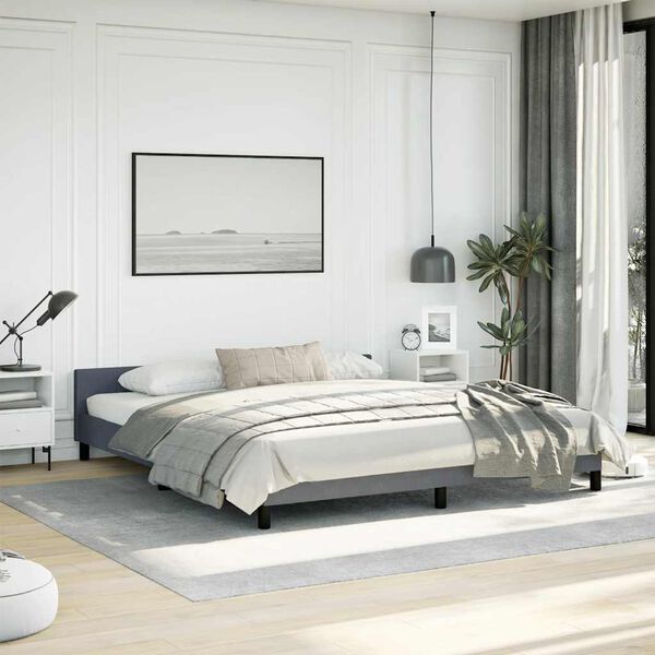 vidaXL Bed Frame without Mattress Dark Grey 183x213 cm Velvet