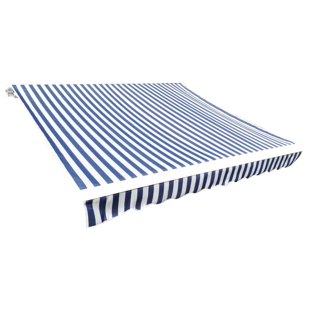 vidaXL Awning Top Sunshade Canvas Blue & White 4 x 3 m