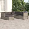 vidaXL 6 Piece Garden Lounge Set with Cushions Grey Poly Rattan