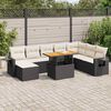 vidaXL 9 Piece Garden Sofa Set with Cushions Black Poly Rattan