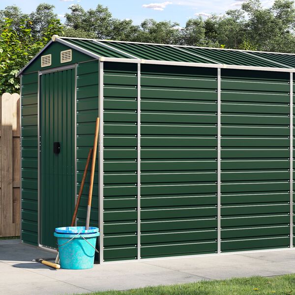 vidaXL Garden Shed Green 191x555x198 cm Galvanised Steel