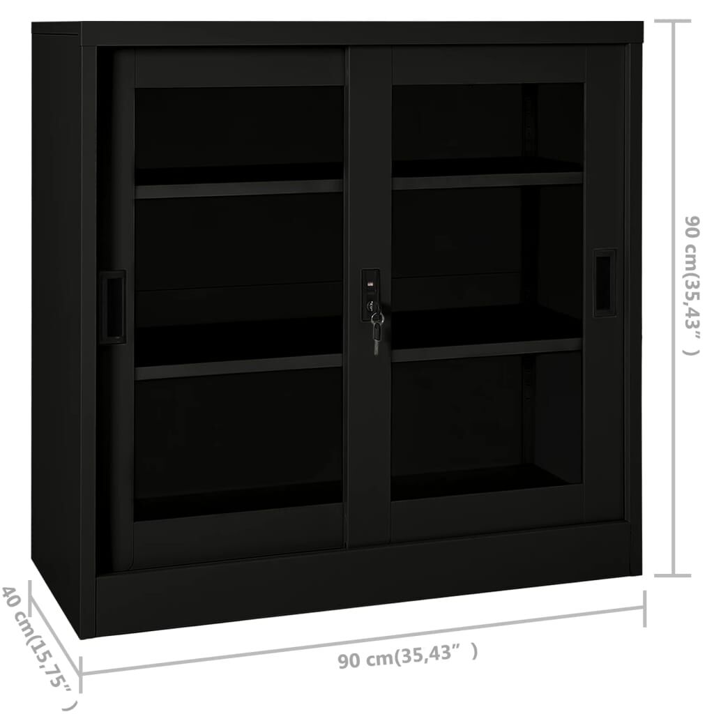 vidaXL Sliding Door Cabinet Black 90x40x90 cm Steel