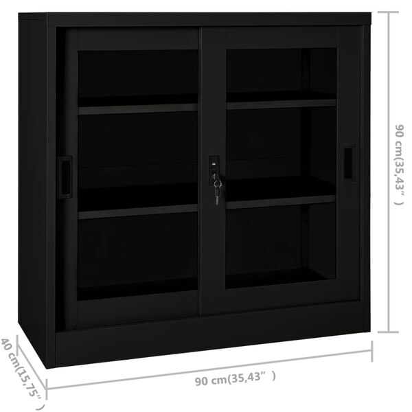 vidaXL Sliding Door Cabinet Black 90x40x90 cm Steel