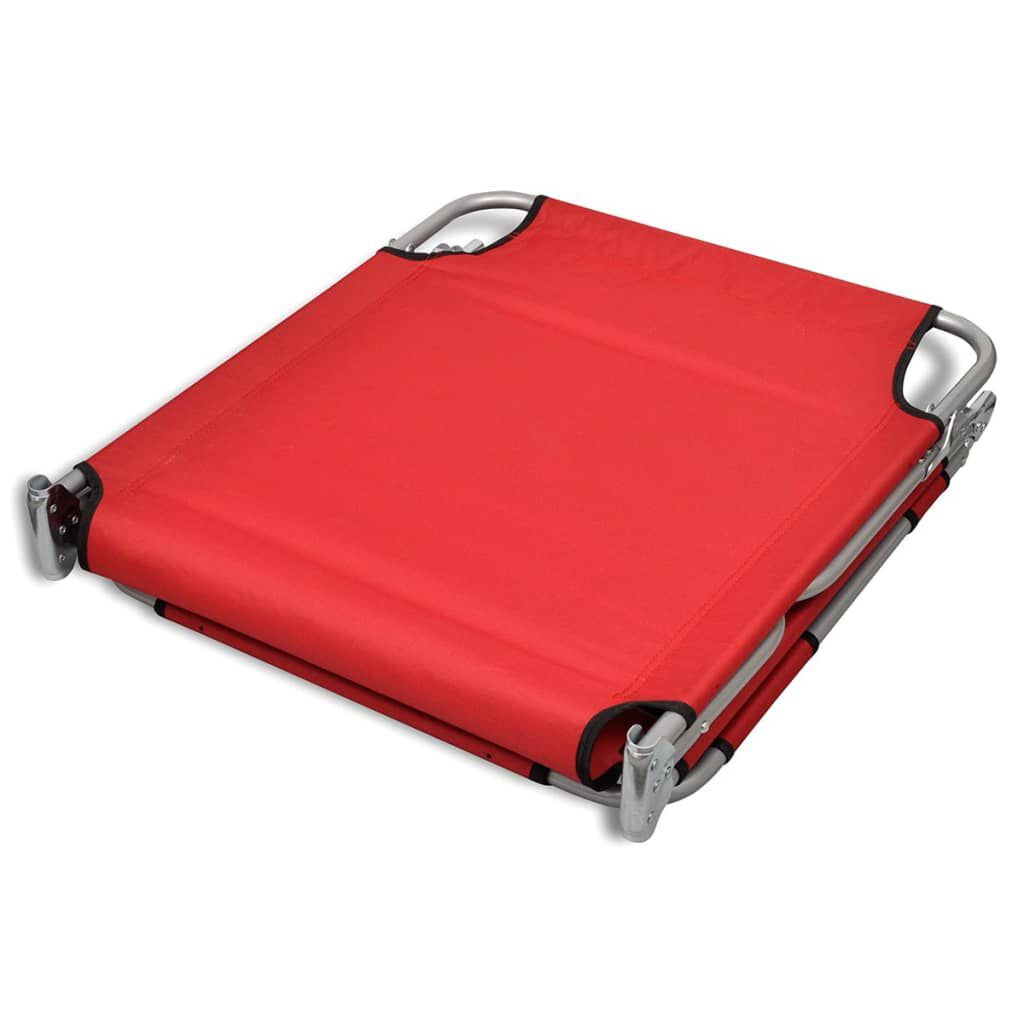 vidaXL Folding Sun Lounger with Head Cushion Powder-coated Steel Red