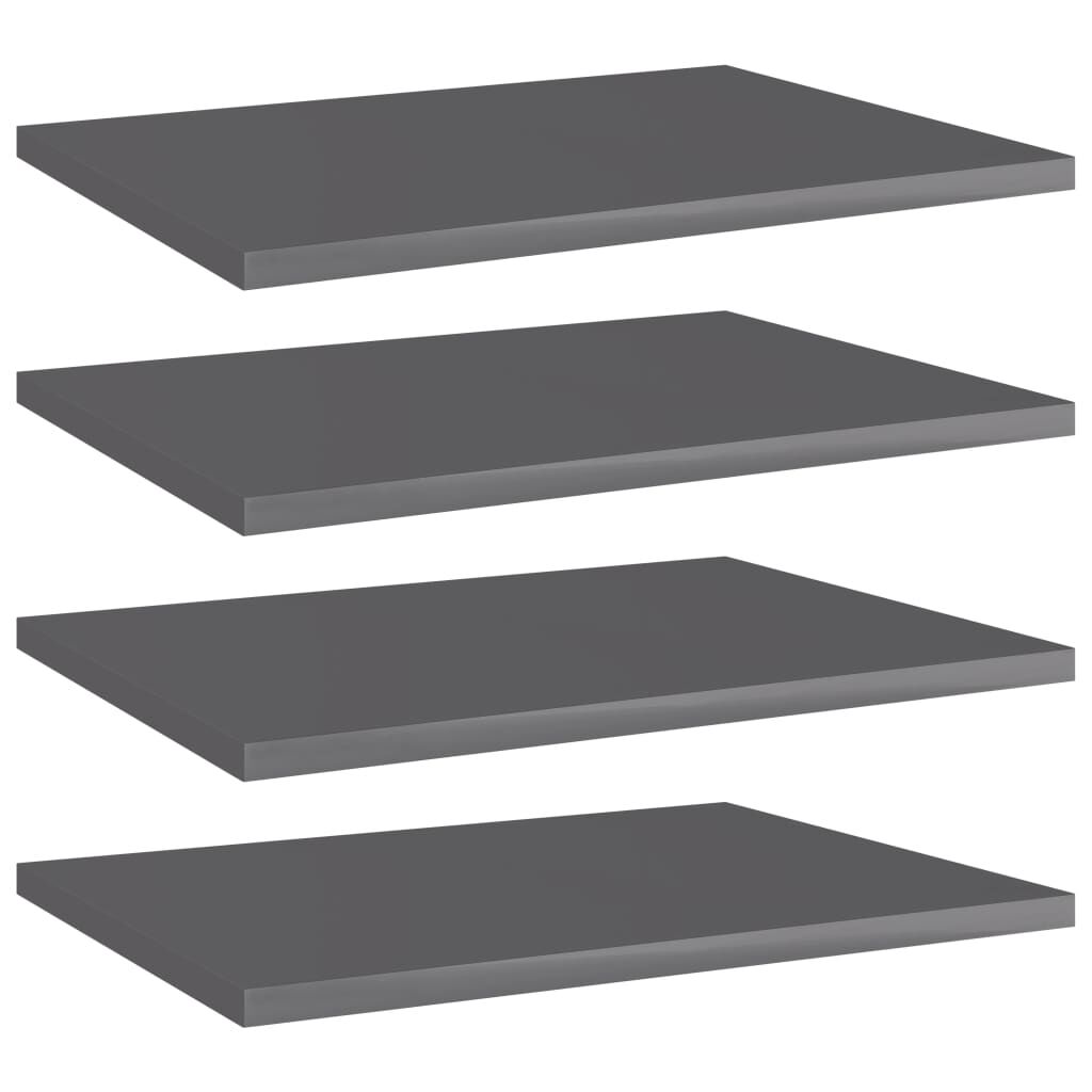 vidaXL Bookshelf Boards 4 pcs High Gloss Grey 40x30x1.5 cm Engineered Wood