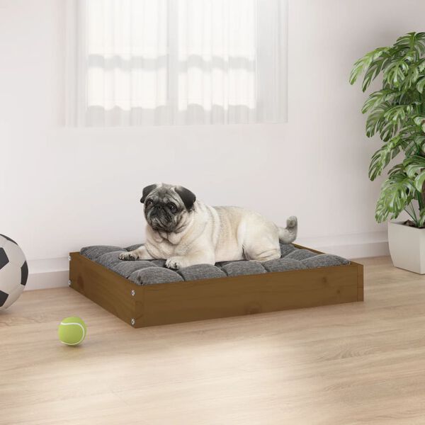 vidaXL Dog Bed Honey Brown 61.5x49x9 cm Solid Wood Pine