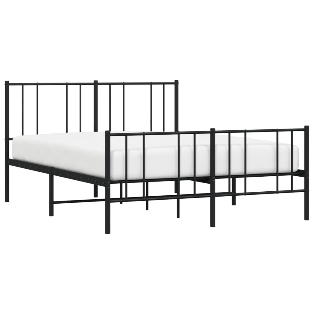 vidaXL Metal Bed Frame without Mattress with Footboard Black 150x200cm
