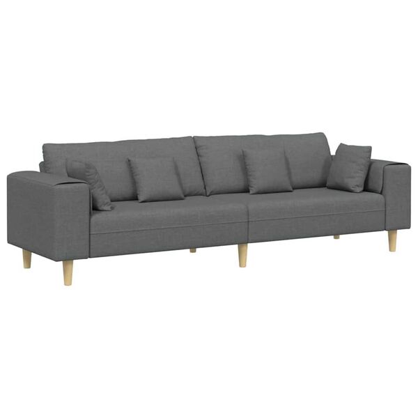 Fabric Sofa with Cushion Dark Grey 208 cm Fabric