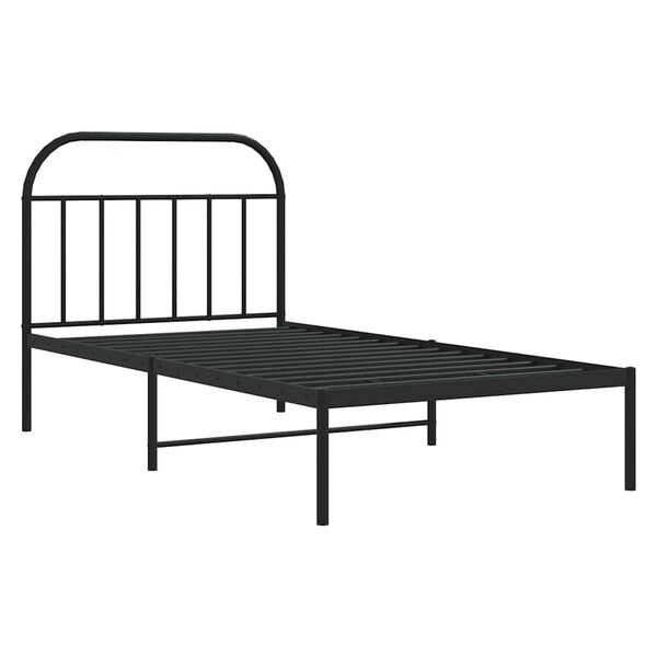 vidaXL Metal Bed Frame without Mattress with Headboard Black 100x200cm