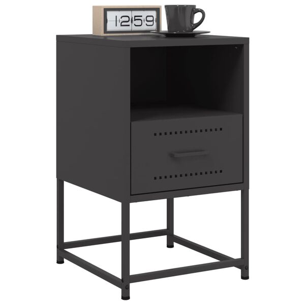 vidaXL Bedside Cabinets 2 pcs Black 36x39x60.5 cm Steel