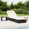 vidaXL Sunbed with Foldable Roof Black 213x63x97 cm Poly Rattan