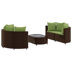 vidaXL 5 Piece Garden Sofa Set with Cushions Brown Poly Rattan
