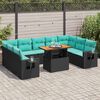 vidaXL 10 Piece Garden Sofa Set with Cushions Black Poly Rattan