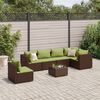 vidaXL 7 Piece Garden Lounge Set with Cushions Brown Poly Rattan