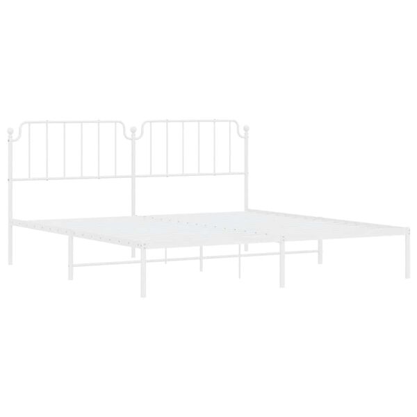 vidaXL Metal Bed Frame without Mattress with Headboard White 193x203cm
