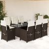 vidaXL 9 Piece Garden Dining Set with Cushions Brown Poly Rattan