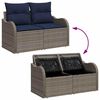 vidaXL Garden Sofa with Cushion Grey 121 x 62 x 69cm Poly Rattan