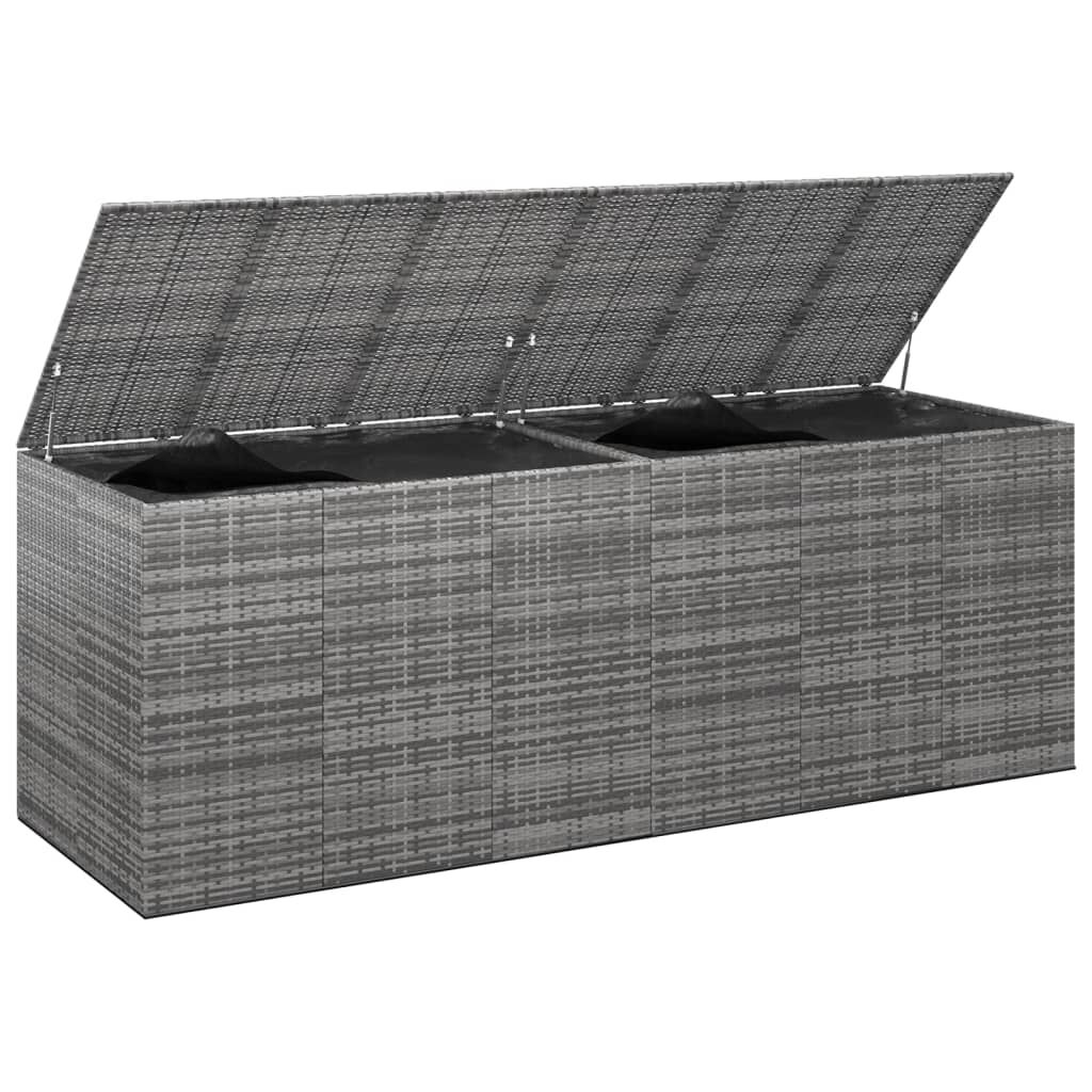vidaXL Garden Cushion Box PE Rattan 291x100.5x104 cm Grey