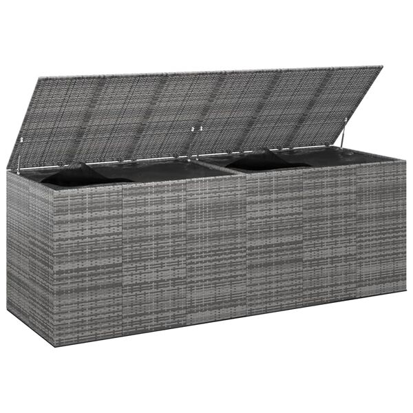 vidaXL Garden Cushion Box PE Rattan 291x100.5x104 cm Grey