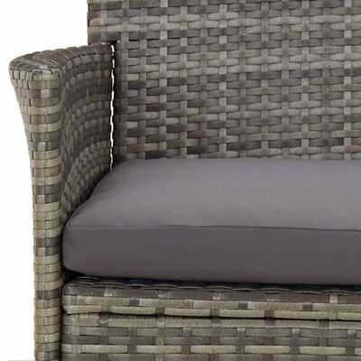 vidaXL 3 Piece Garden Bistro Set with Cushions Grey Poly Rattan